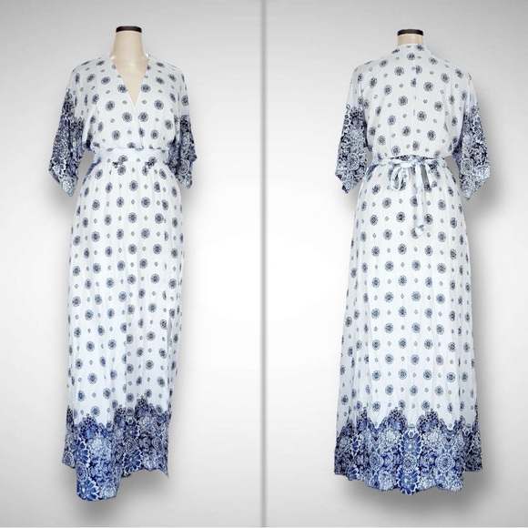 Lulus South of France Blue and Ivory Print Maxi Dress - Picture 6 of 8
